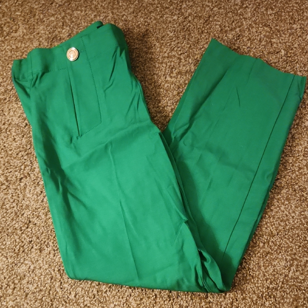 Ann Taylor Green Trousers Straight Leg Medium-Weight